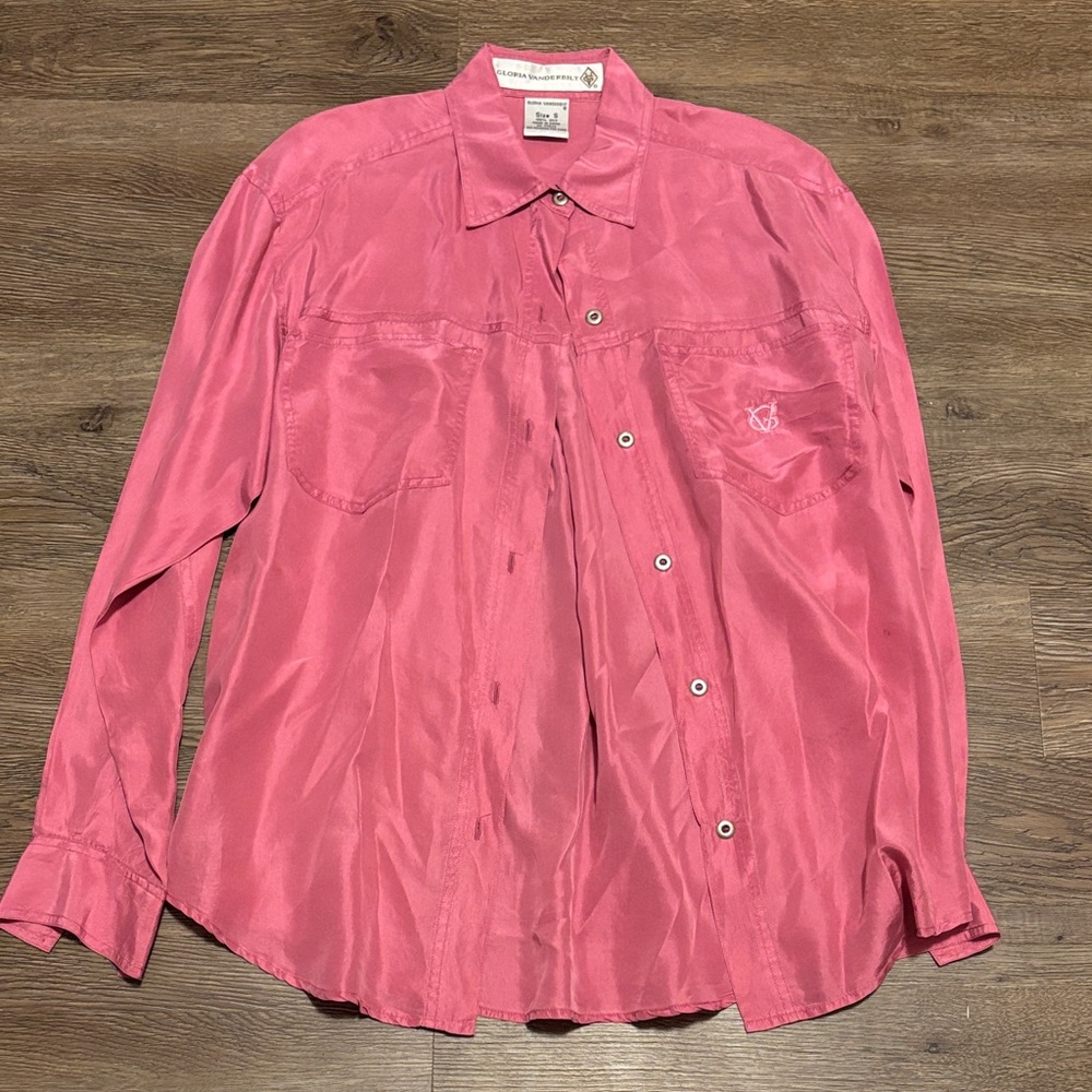 women’s silk gloria vanderbilt button down dress shirt